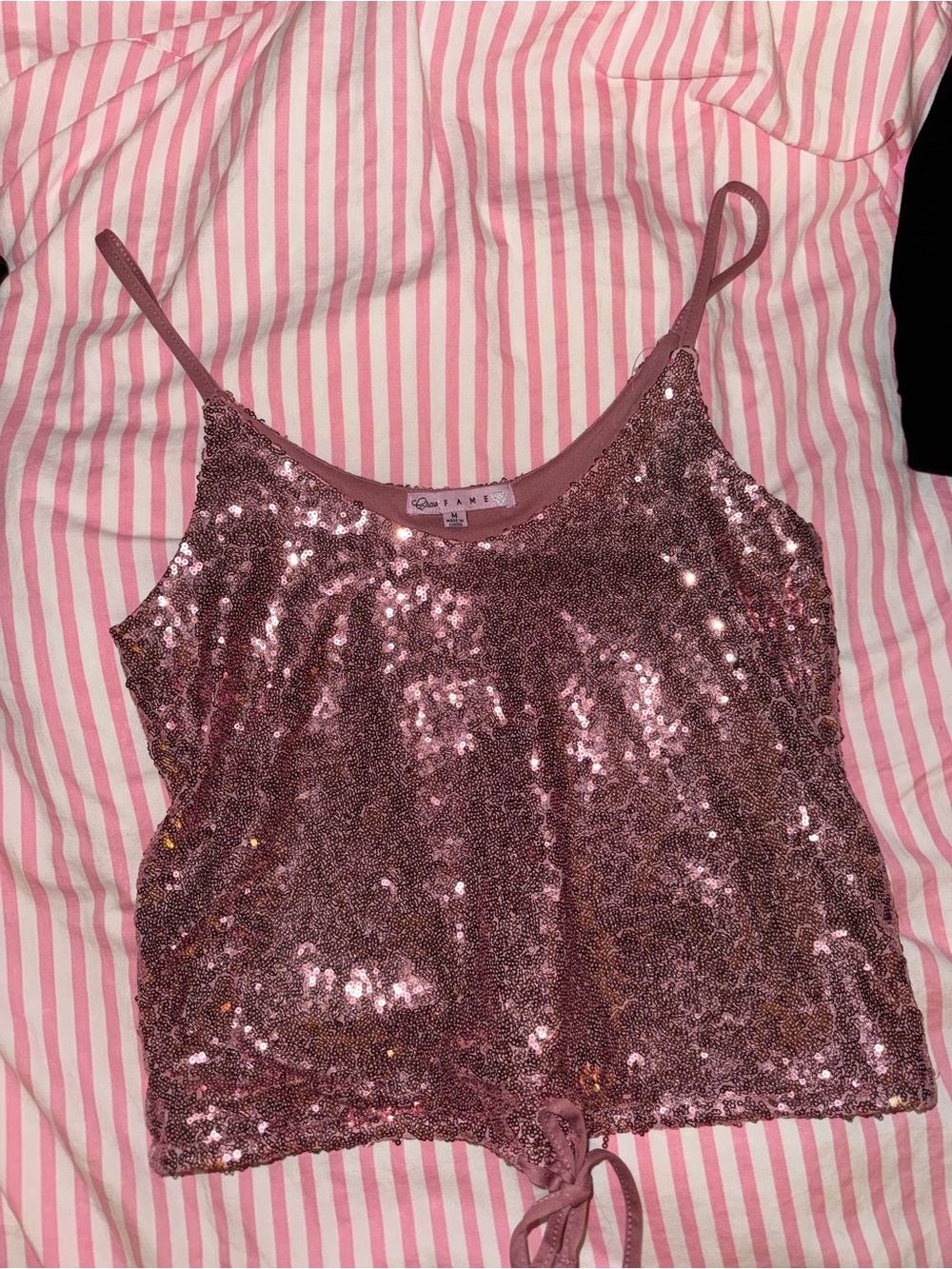 Glam FAME Sequin Tank Top in Rose Pink